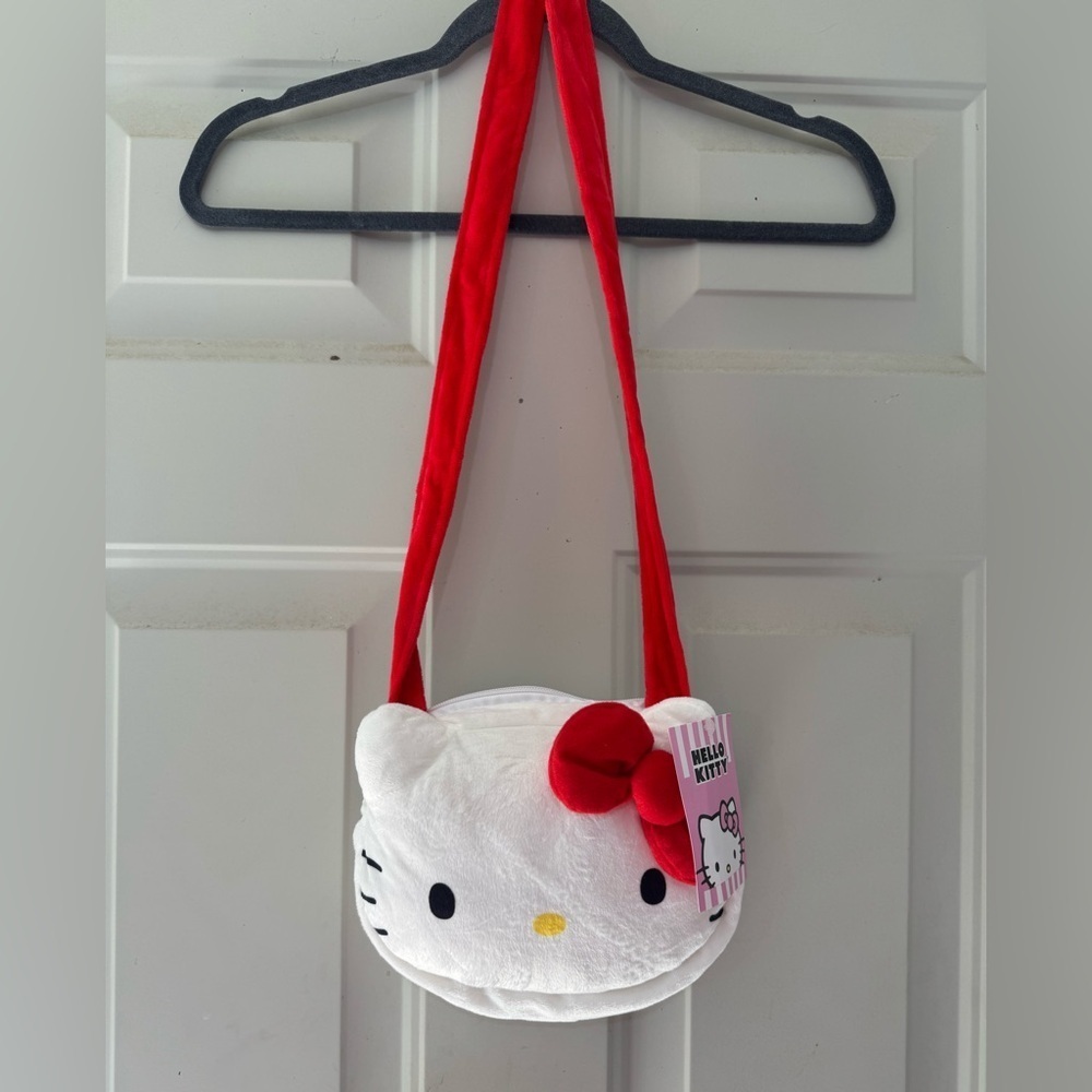 Sanrio Hello Kitty White and Red Plush Crossbody Shoulder Bag